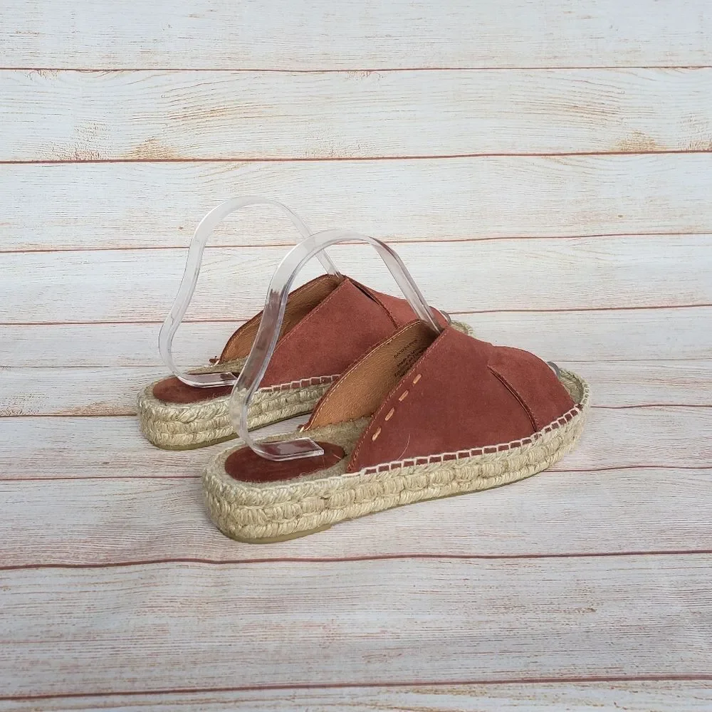 Free People Tuscan Suede Espadrille Sandal Slides in Rust